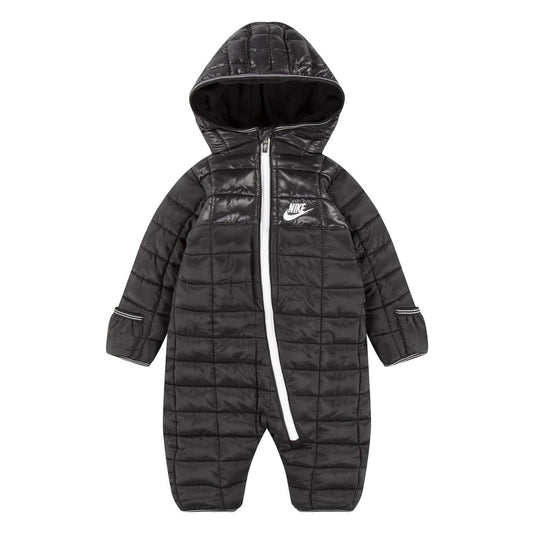 Black - Front - Nike Baby Plaid Hooded Long-Sleeved Snowsuit