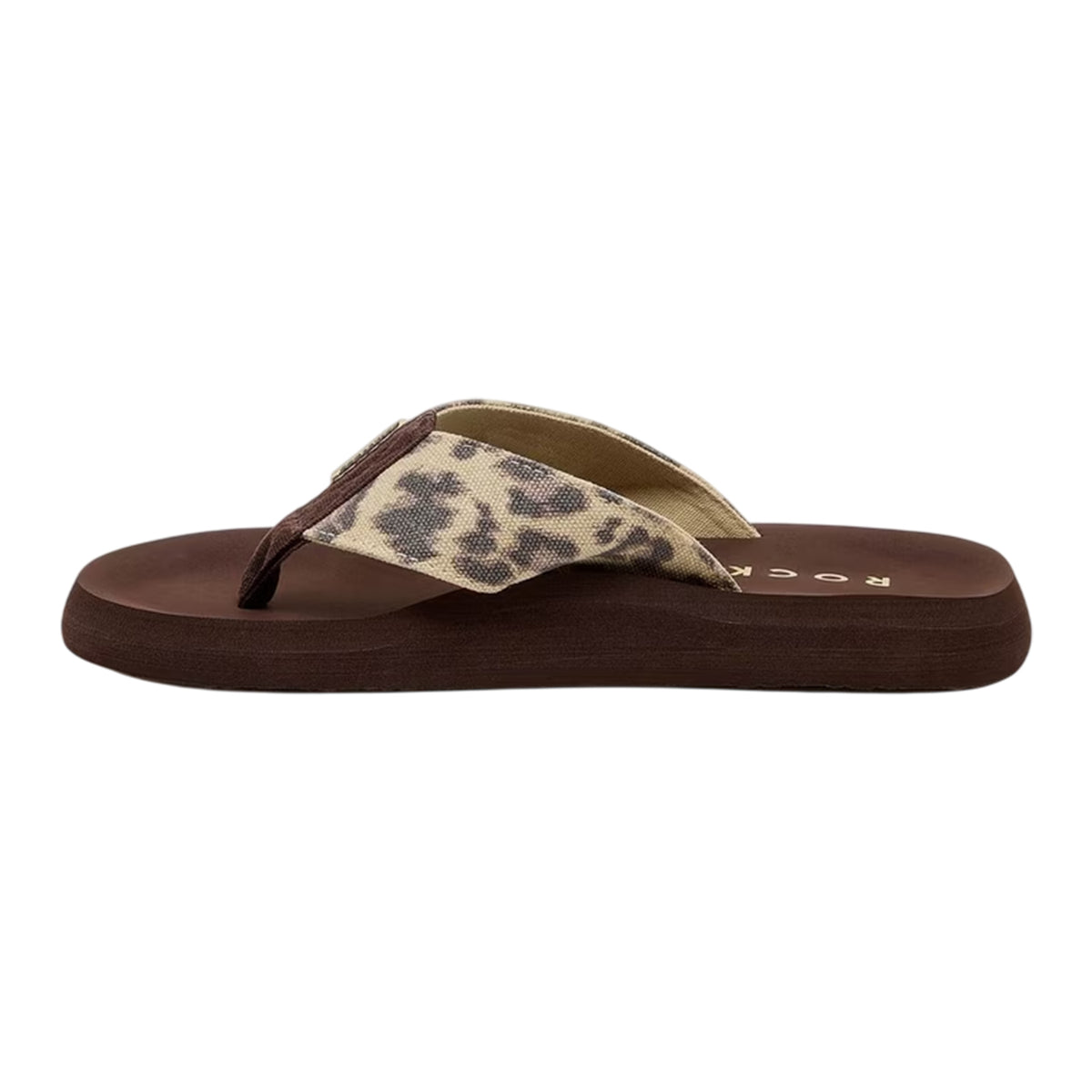 Tan - Back - Rocket Dog Womens-Ladies Adios Leopard Print Flip Flops