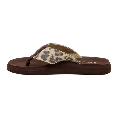 Tan - Back - Rocket Dog Womens-Ladies Adios Leopard Print Flip Flops