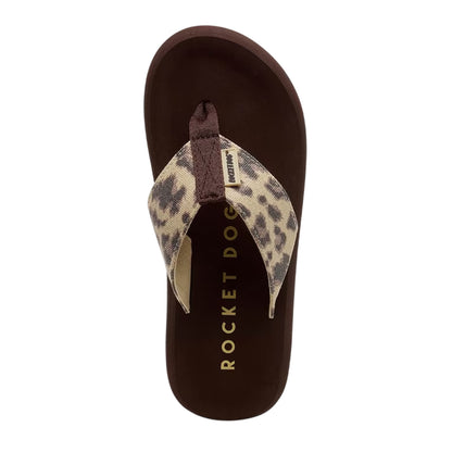 Tan - Side - Rocket Dog Womens-Ladies Adios Leopard Print Flip Flops