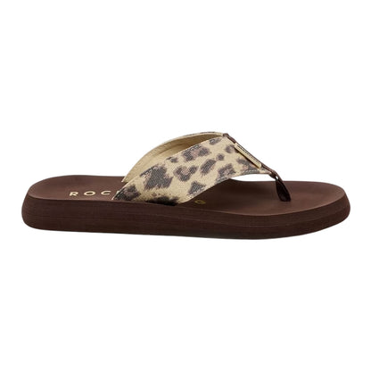 Tan - Front - Rocket Dog Womens-Ladies Adios Leopard Print Flip Flops