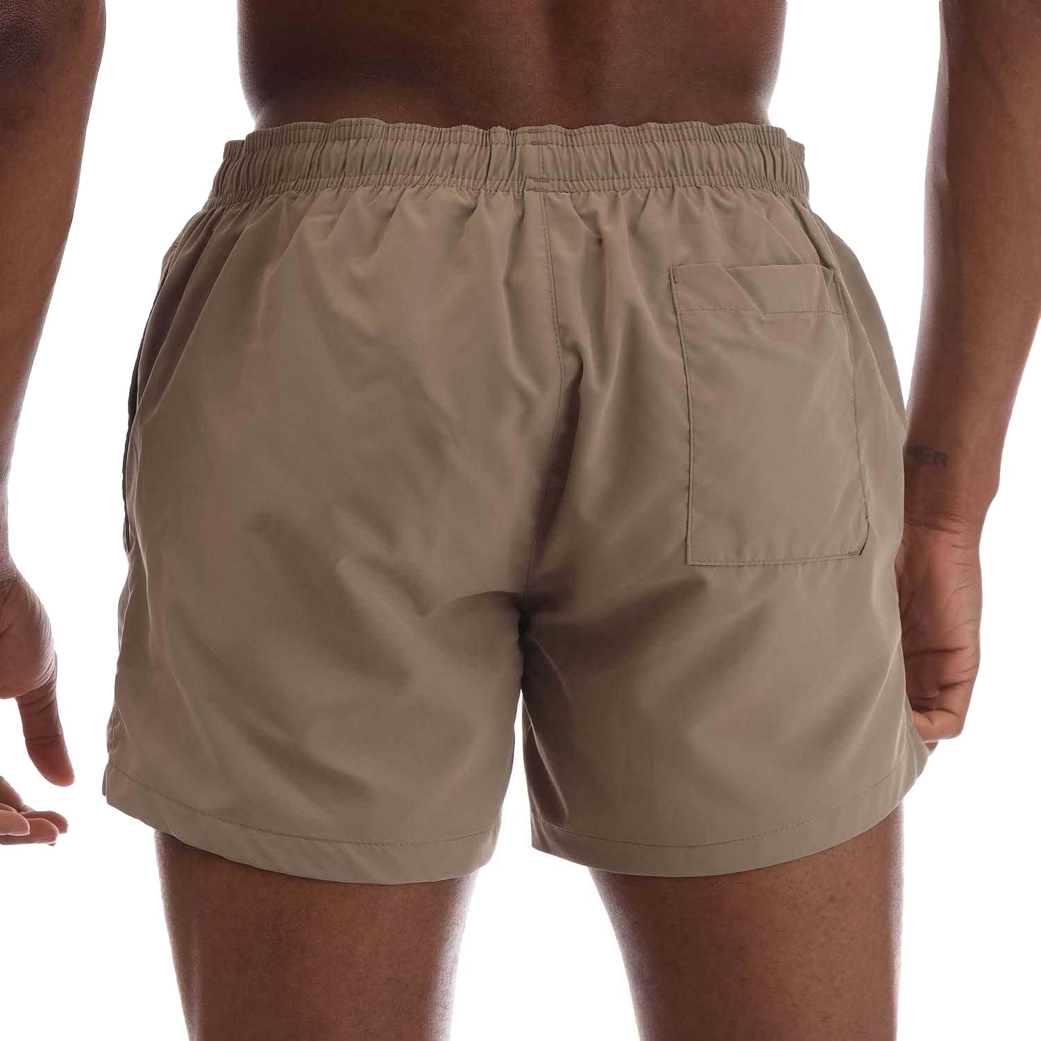 Beige - Back - Hugo Mens Abas Logo Swim Shorts