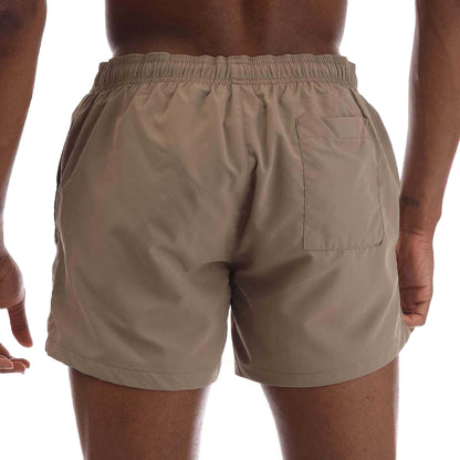 Beige - Back - Hugo Mens Abas Logo Swim Shorts