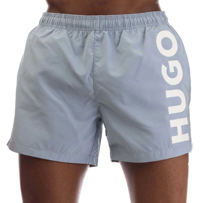 Blue - Front - Hugo Mens Abas Logo Swim Shorts