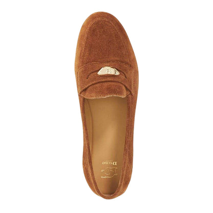 Dark Tan - Side - Dune London Womens-Ladies Greek Leather Low Heel Penny Loafers