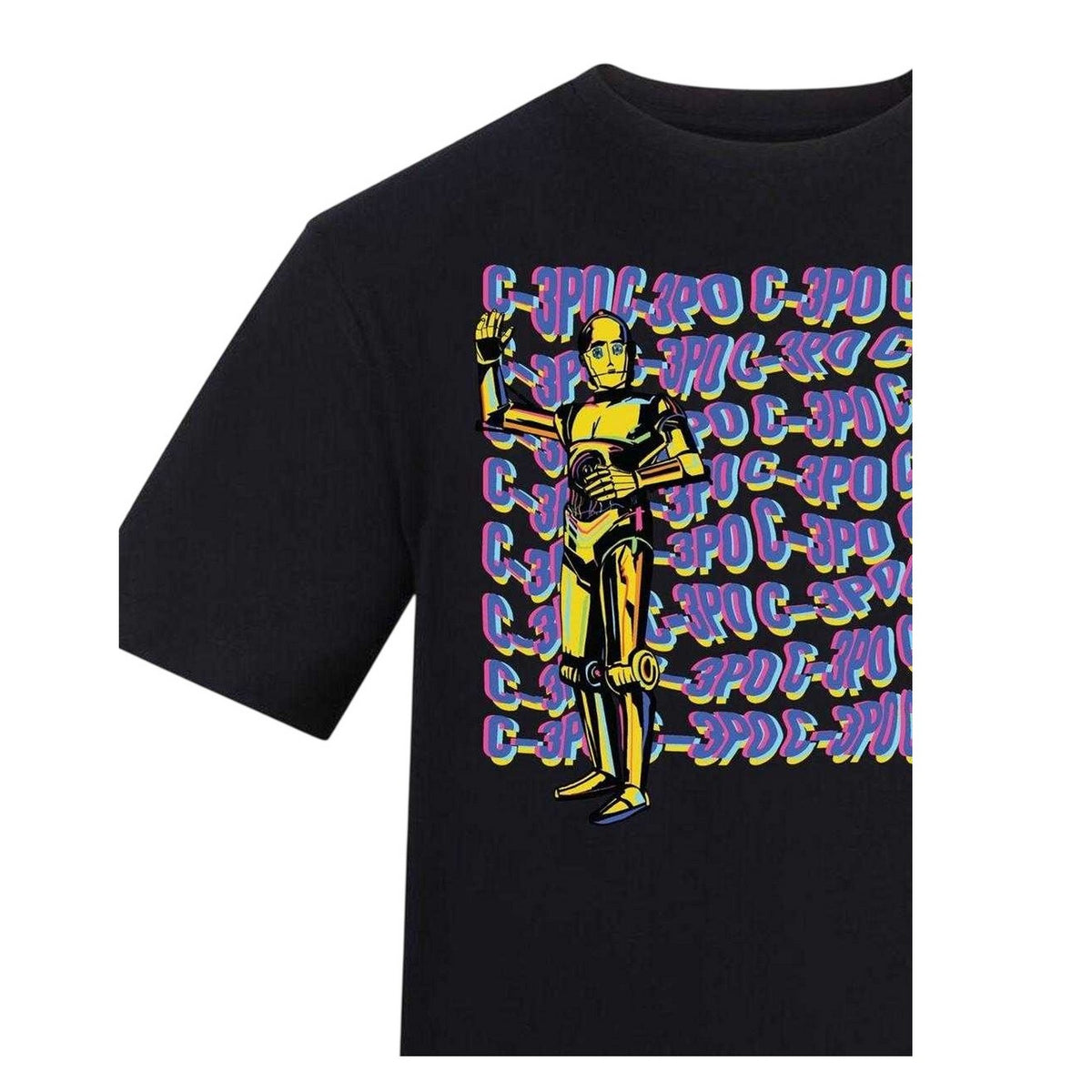 Black - Side - Star Wars Childrens-Kids C-3PO T-Shirt
