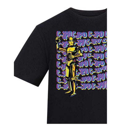 Black - Side - Star Wars Childrens-Kids C-3PO T-Shirt