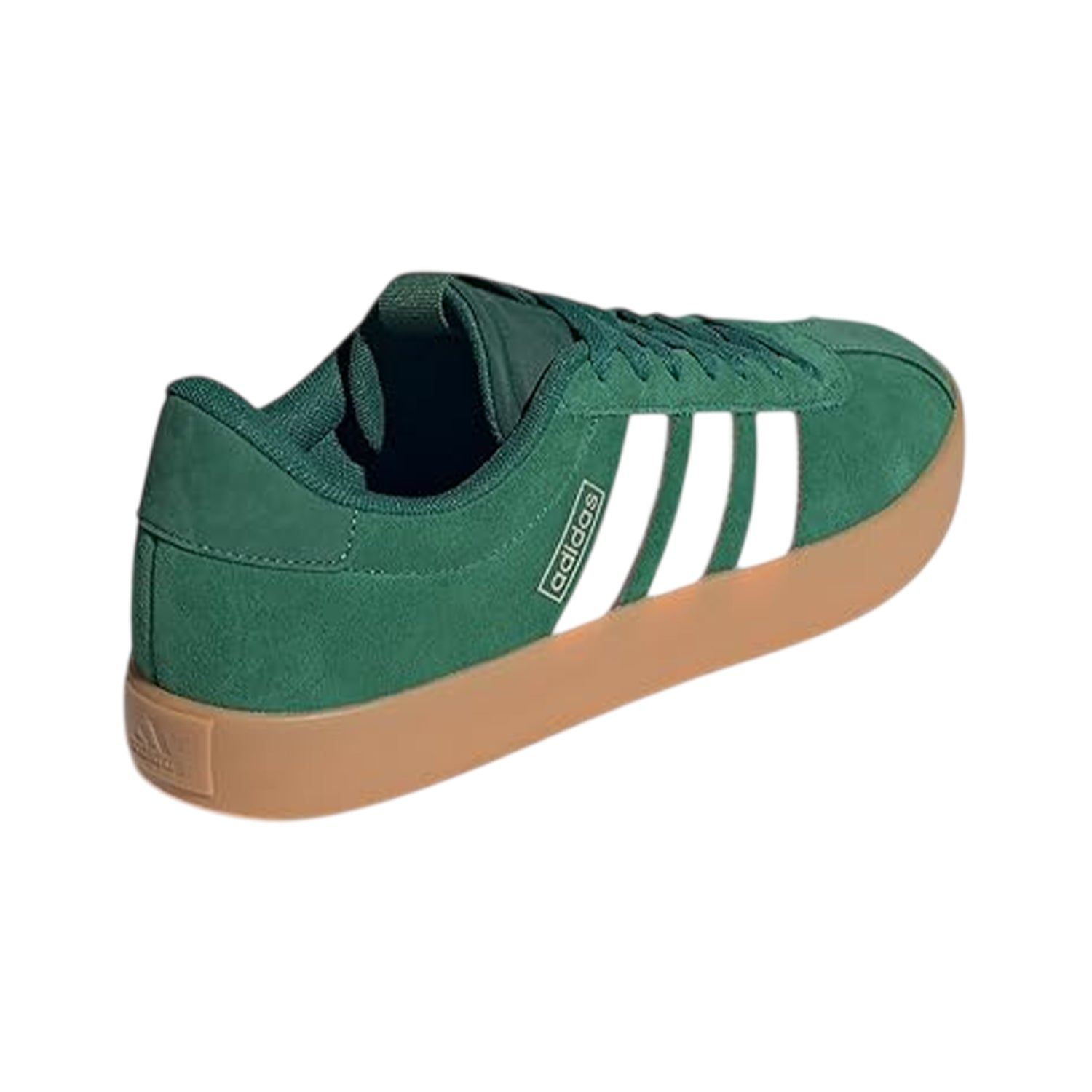 Dark Green-Light Gum - Back - Adidas Mens VL Court 3.0 3 Stripes Leather Shoes