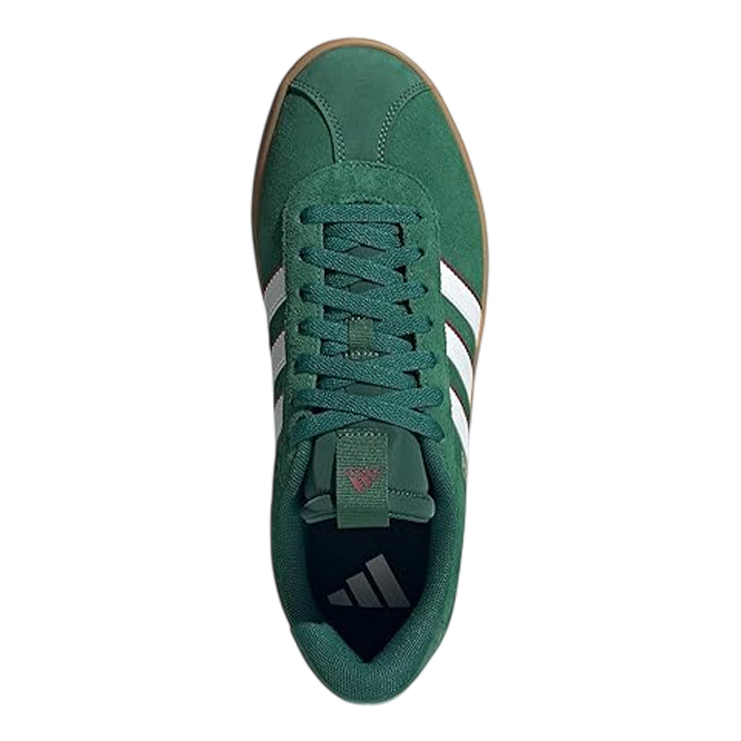 Dark Green-Light Gum - Side - Adidas Mens VL Court 3.0 3 Stripes Leather Shoes