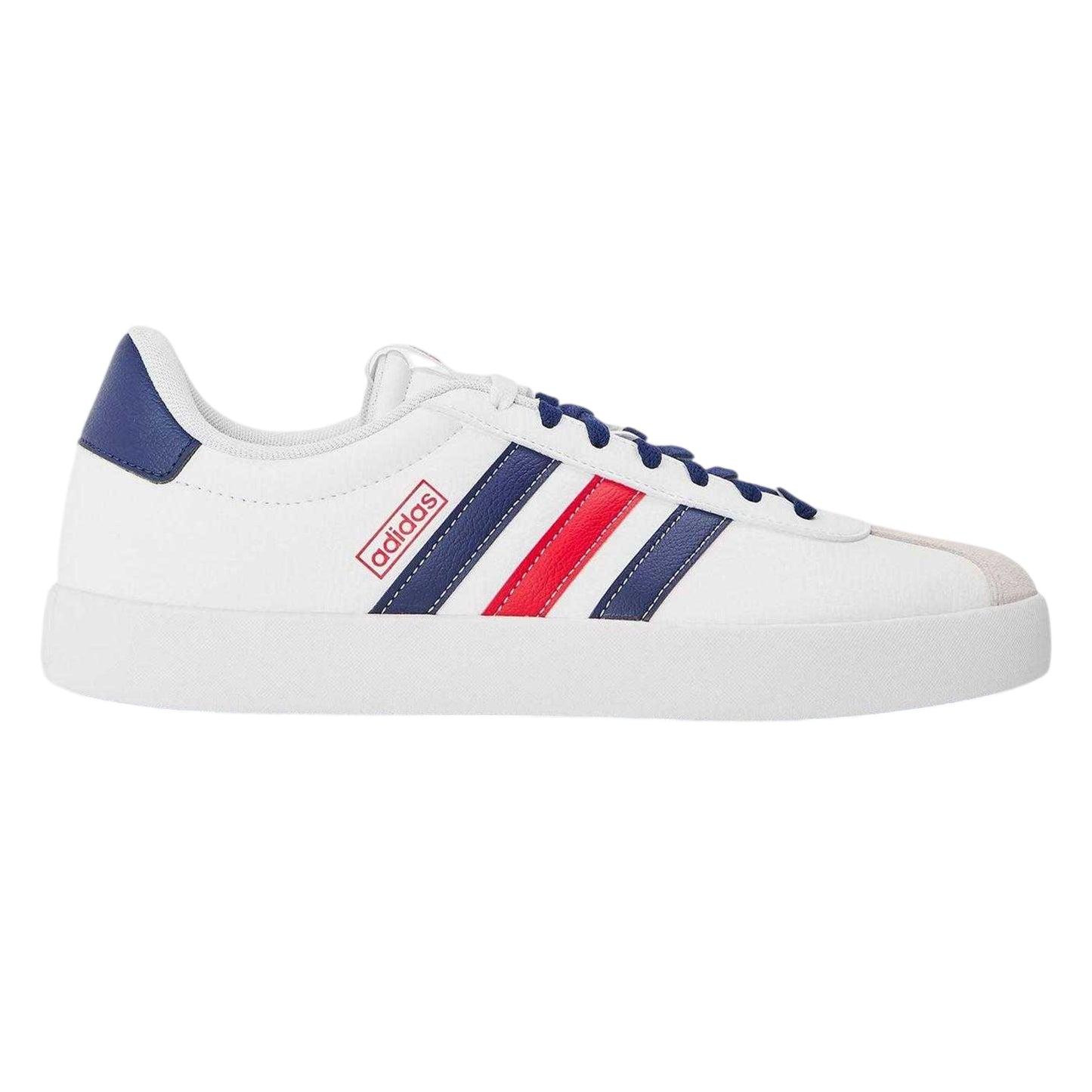 Earth-White - Front - Adidas Mens VL Court 3.0 3 Stripes Leather Shoes
