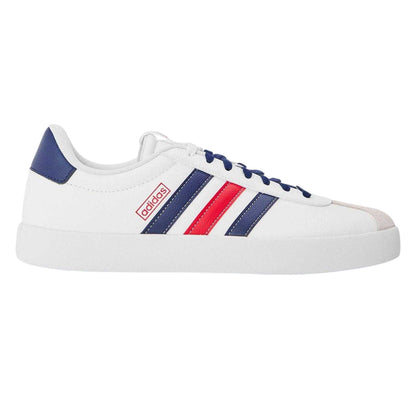 Earth-White - Front - Adidas Mens VL Court 3.0 3 Stripes Leather Shoes