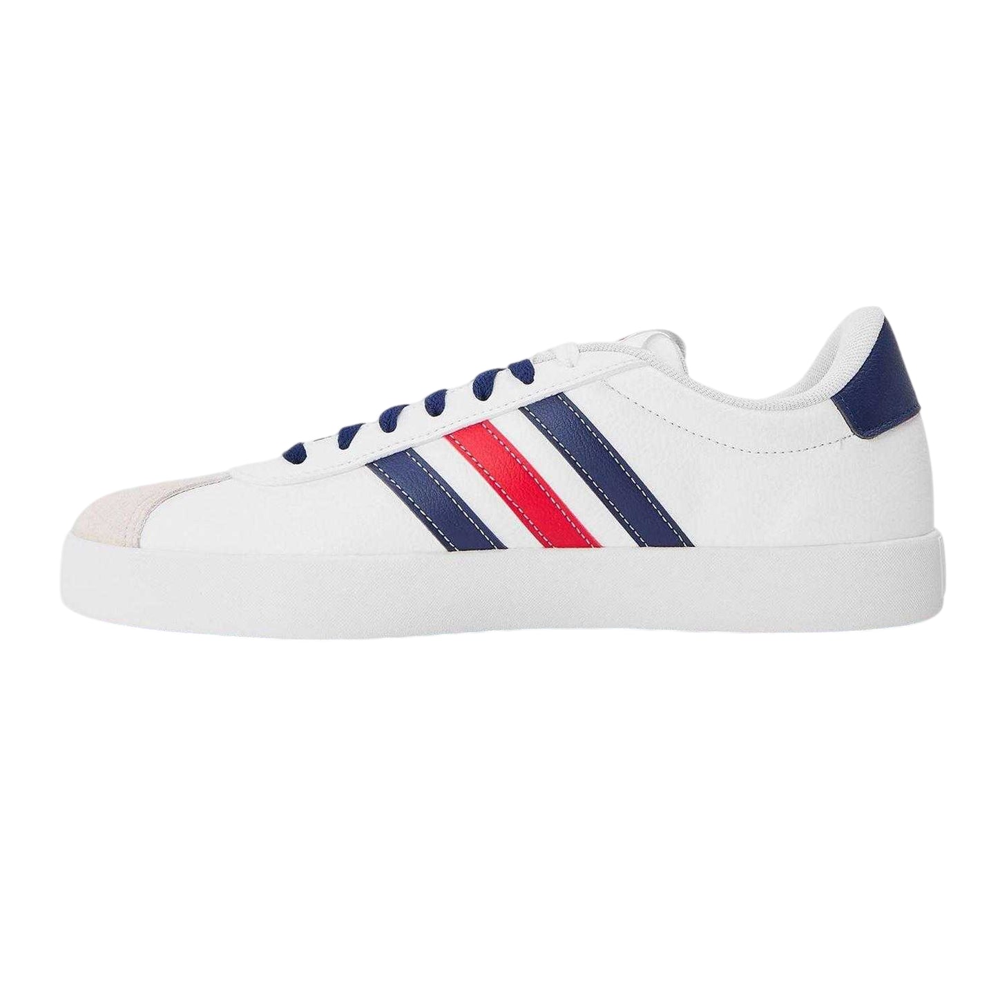 Earth-White - Back - Adidas Mens VL Court 3.0 3 Stripes Leather Shoes