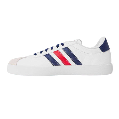 Earth-White - Back - Adidas Mens VL Court 3.0 3 Stripes Leather Shoes