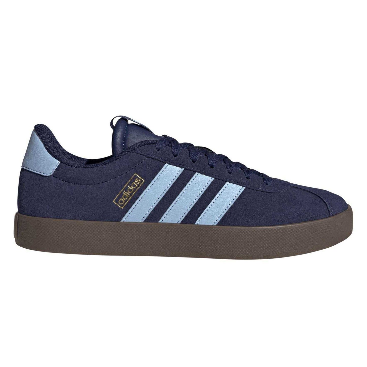 Navy-Sky Blue - Front - Adidas Mens VL Court 3.0 3 Stripes Leather Shoes