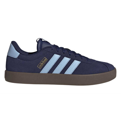 Navy-Sky Blue - Front - Adidas Mens VL Court 3.0 3 Stripes Leather Shoes