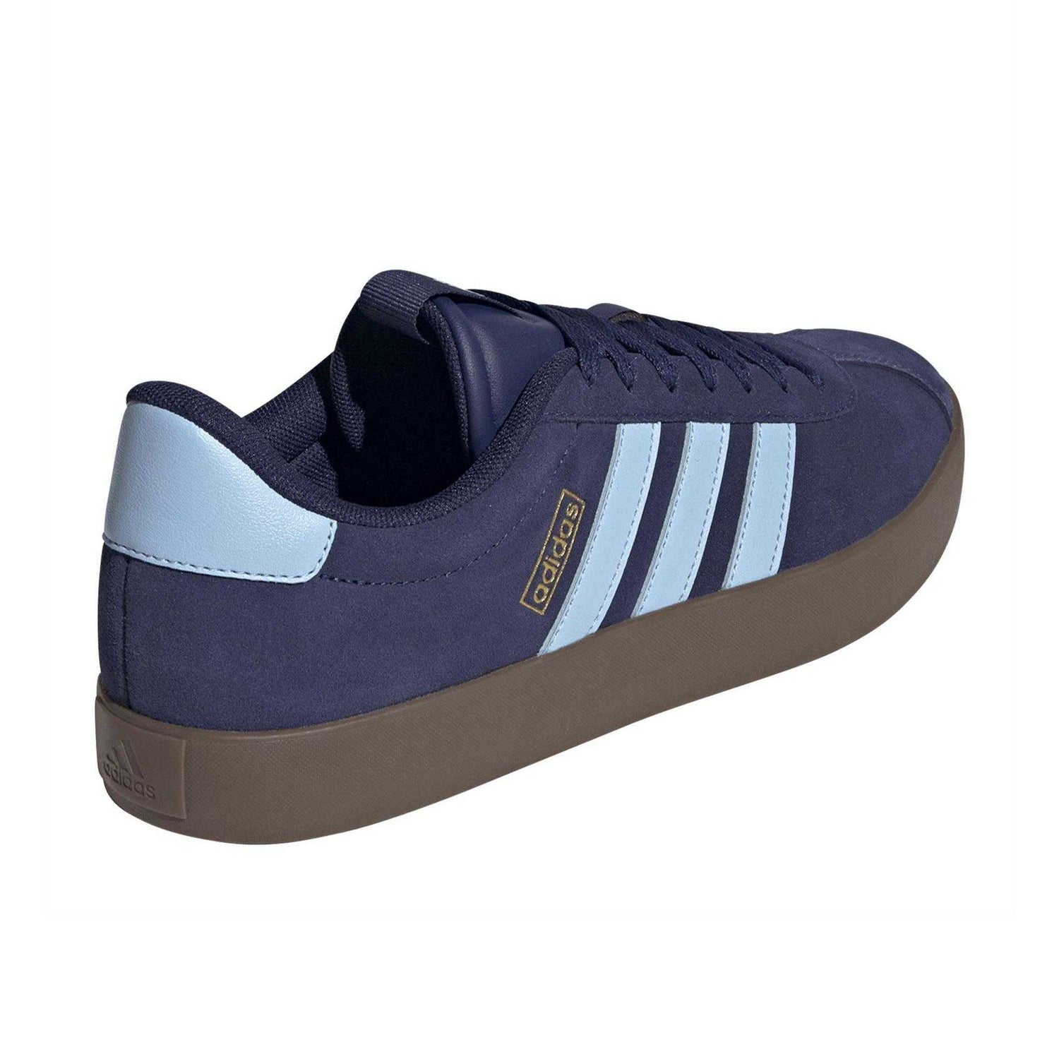 Navy-Sky Blue - Back - Adidas Mens VL Court 3.0 3 Stripes Leather Shoes