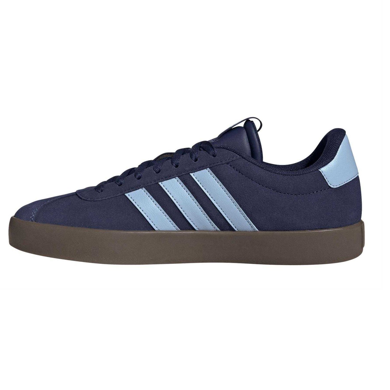 Navy-Sky Blue - Side - Adidas Mens VL Court 3.0 3 Stripes Leather Shoes