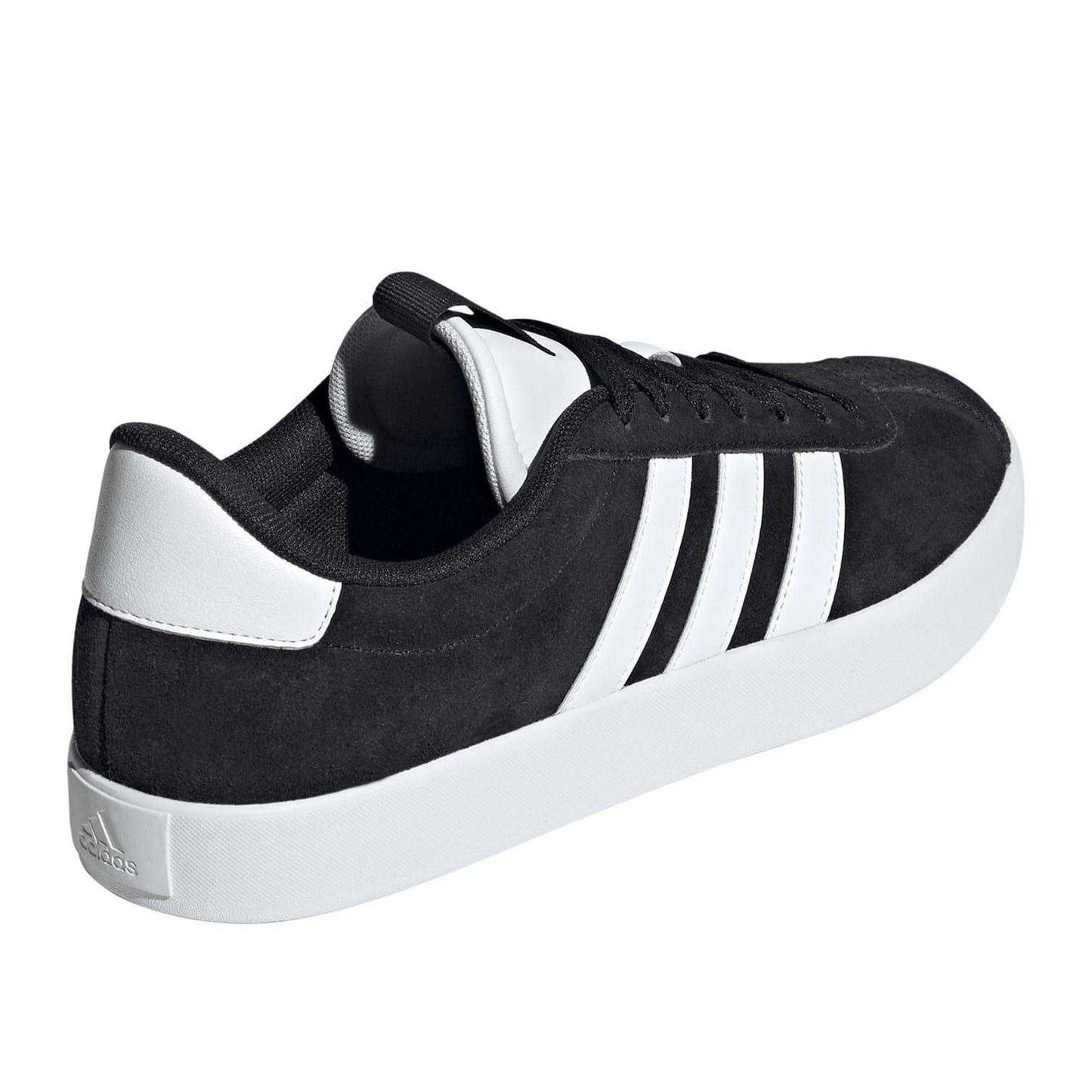 Black-White - Back - Adidas Mens VL Court 3.0 3 Stripes Leather Shoes