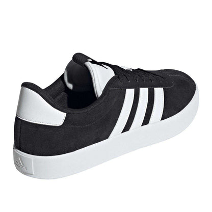Black-White - Back - Adidas Mens VL Court 3.0 3 Stripes Leather Shoes