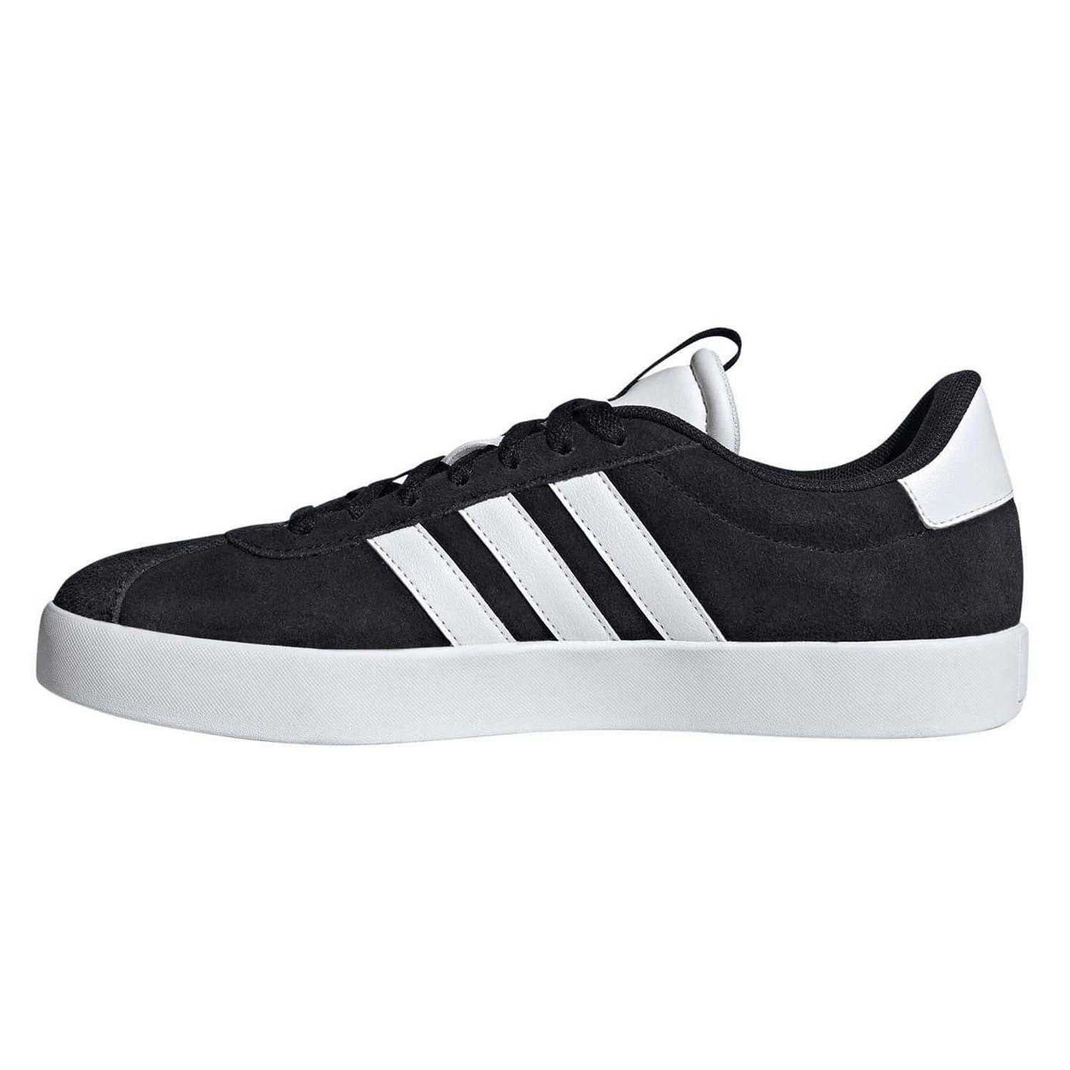 Black-White - Side - Adidas Mens VL Court 3.0 3 Stripes Leather Shoes