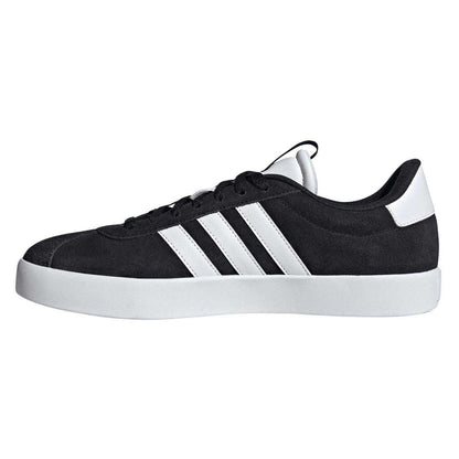 Black-White - Side - Adidas Mens VL Court 3.0 3 Stripes Leather Shoes
