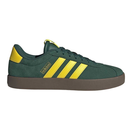 College Green-Yellow - Front - Adidas Mens VL Court 3.0 3 Stripes Leather Shoes