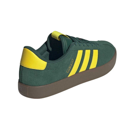 College Green-Yellow - Back - Adidas Mens VL Court 3.0 3 Stripes Leather Shoes