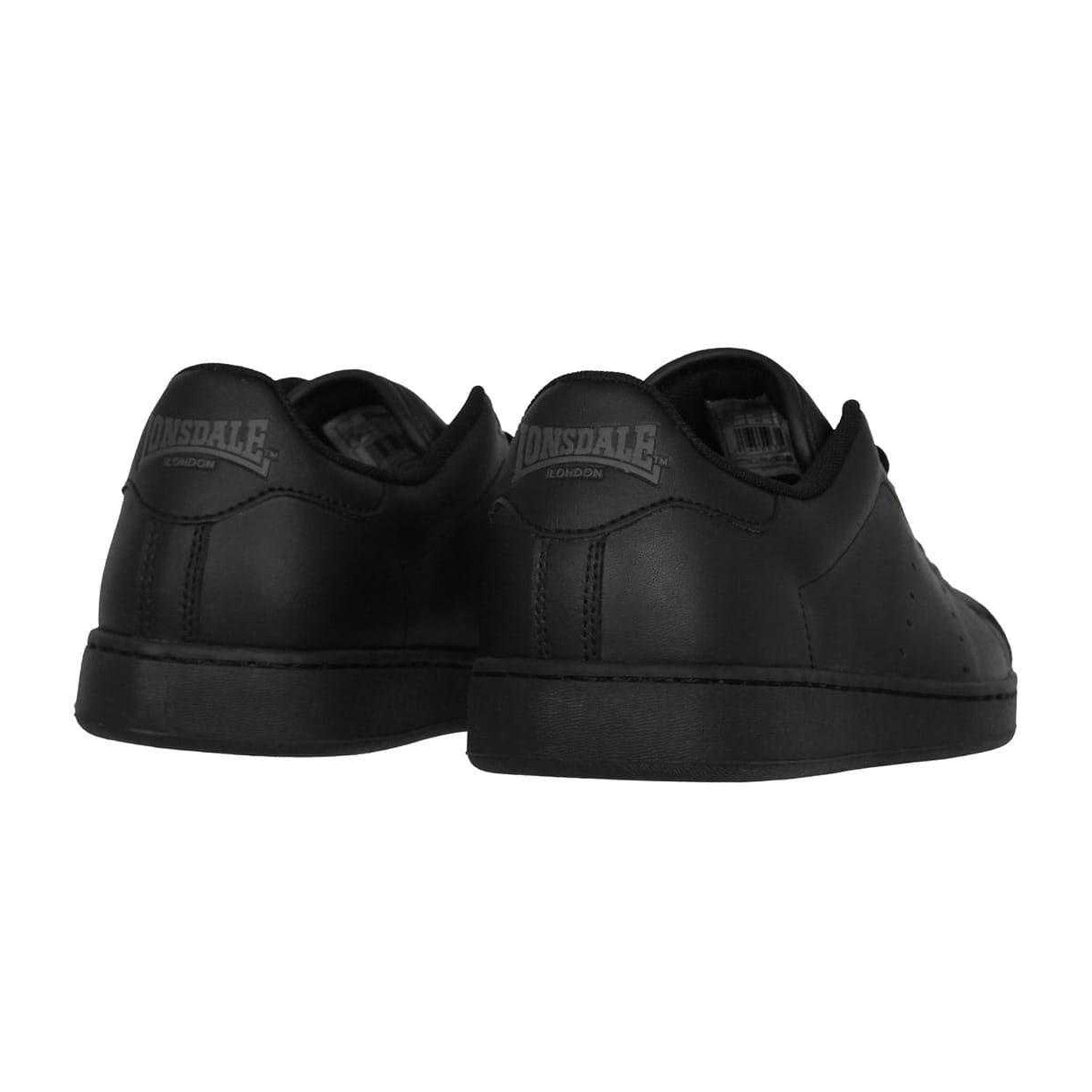 Black - Back - Lonsdale Mens Leather Flat Trainers