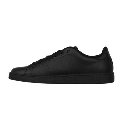 Black - Side - Lonsdale Mens Leather Flat Trainers