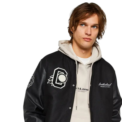 Black - Back - Jack And Jones Mens College Basketball Bomber Jacket
