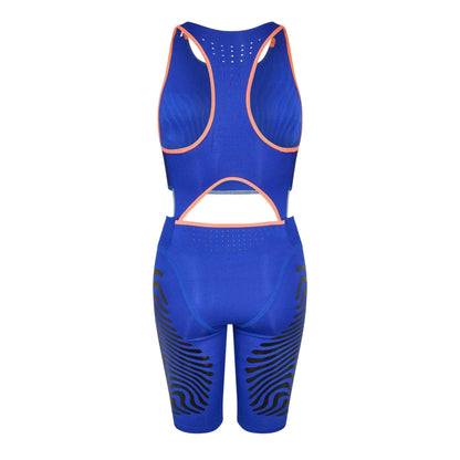 Lucid Blue - Back - Adidas Womens-Ladies France Bodysuit