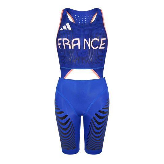 Lucid Blue - Front - Adidas Womens-Ladies France Bodysuit