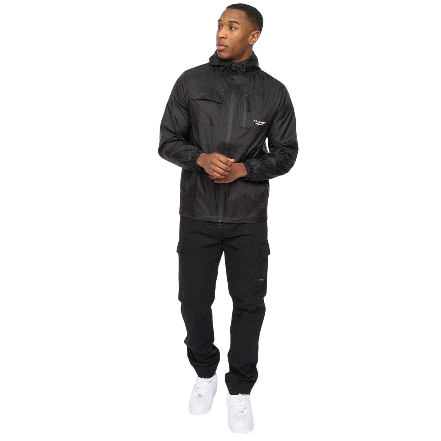Black - Side - Crosshatch Mens Logo Jacket