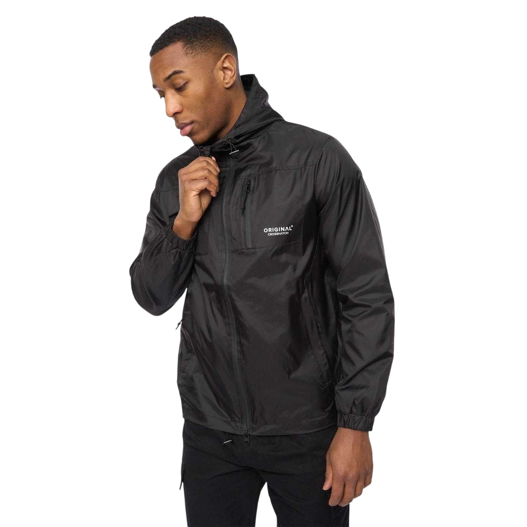 Black - Lifestyle - Crosshatch Mens Logo Jacket