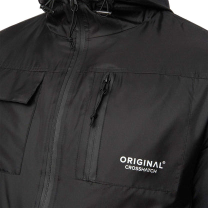 Black - Pack Shot - Crosshatch Mens Logo Jacket