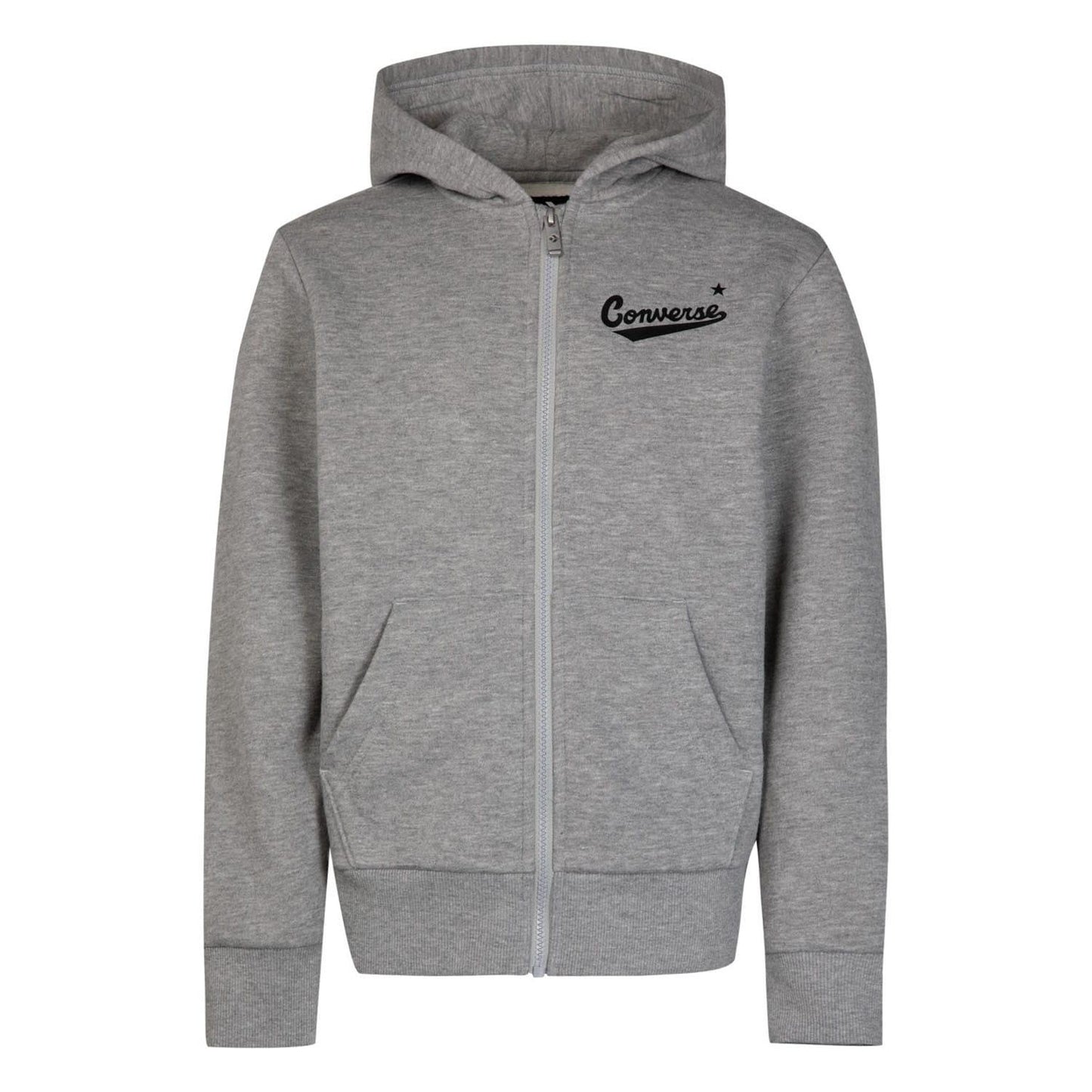 Grey - Front - Converse Childrens-Kids Logo Full Zip Hoodie