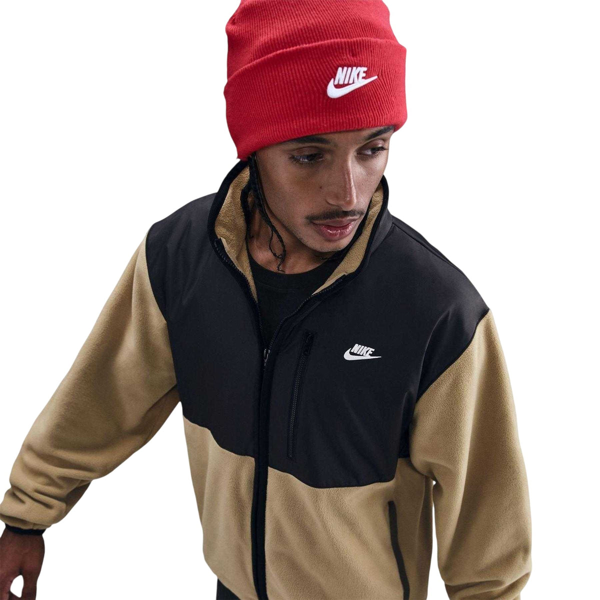Parachute Beige - Side - Nike Mens Colour Block Full Zip Regular Jacket