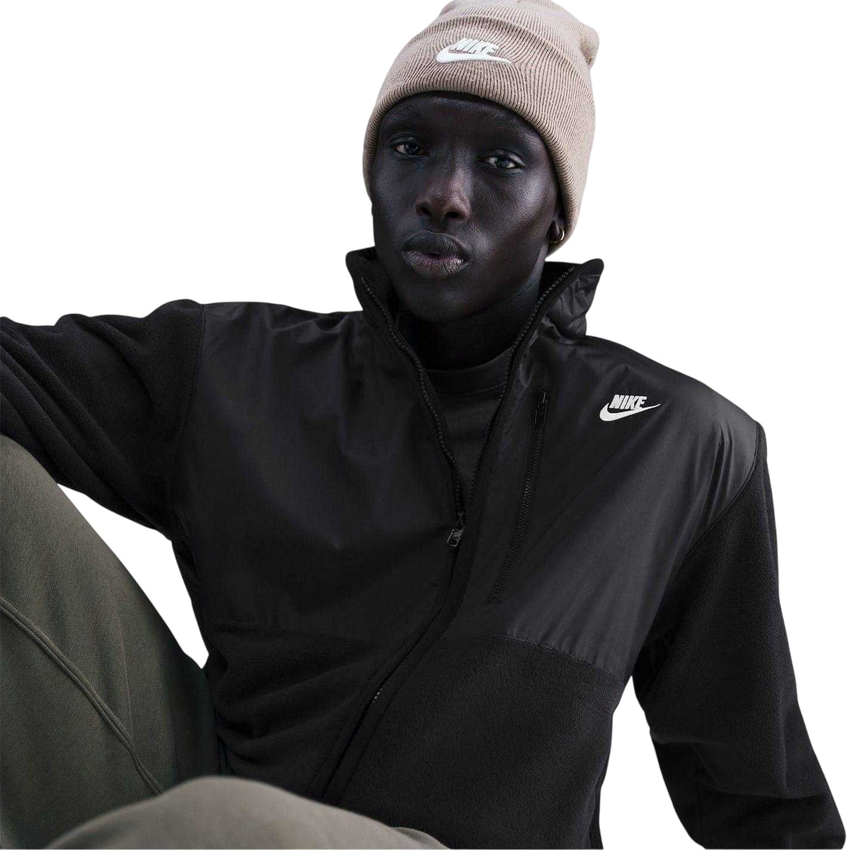 Black-White - Pack Shot - Nike Mens Colour Block Full Zip Regular Jacket