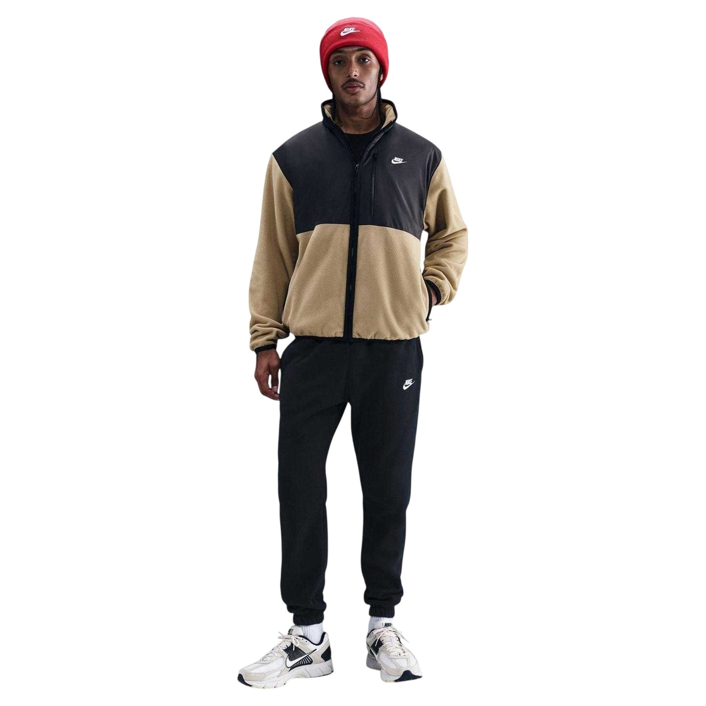 Parachute Beige - Front - Nike Mens Colour Block Full Zip Regular Jacket