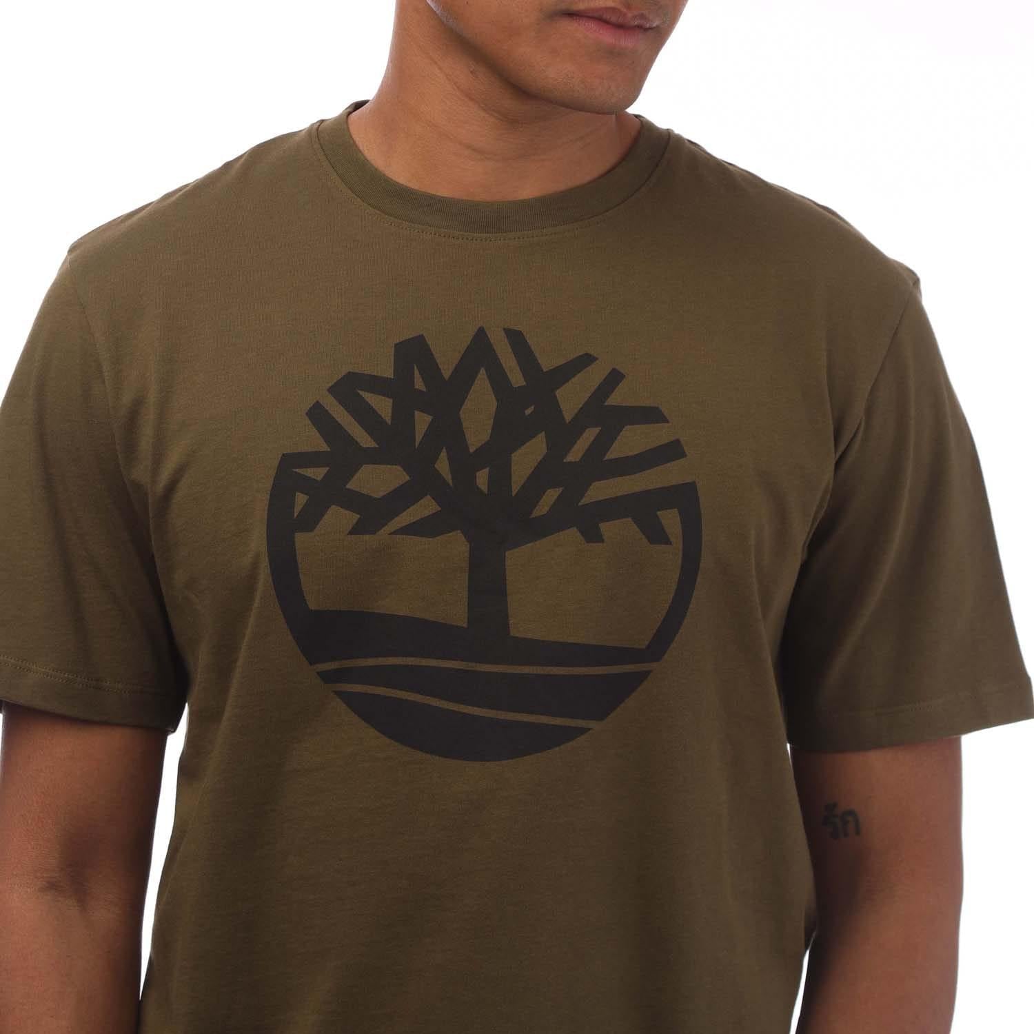 Olive - Side - Timberland Mens Kennebec River Logo T-Shirt
