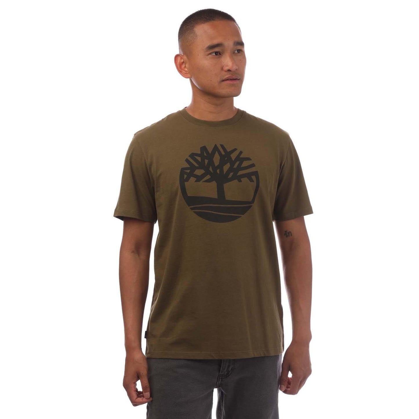 Olive - Front - Timberland Mens Kennebec River Logo T-Shirt