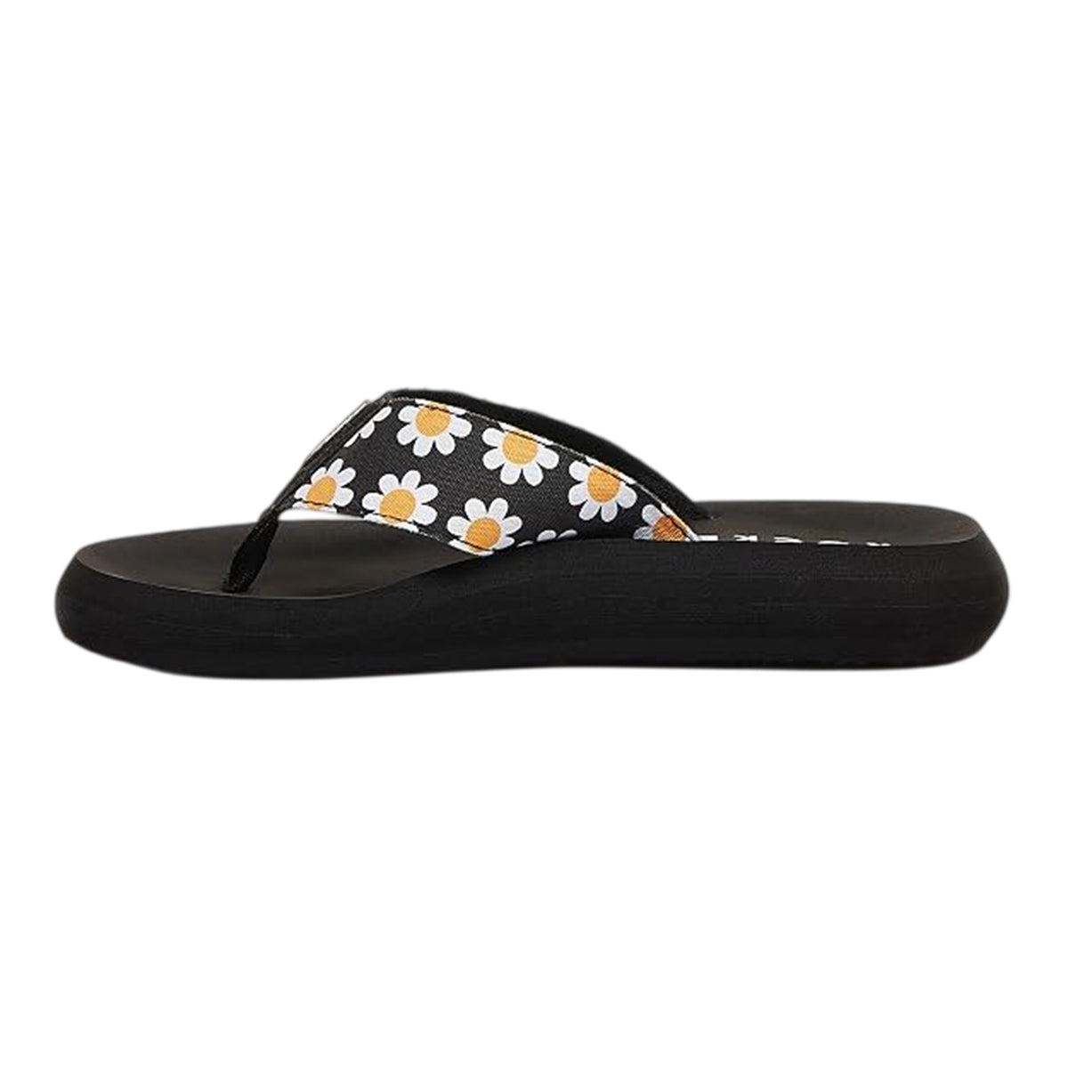 Black - Side - Rocket Dog Womens-Ladies Adios Daisy Flip Flops