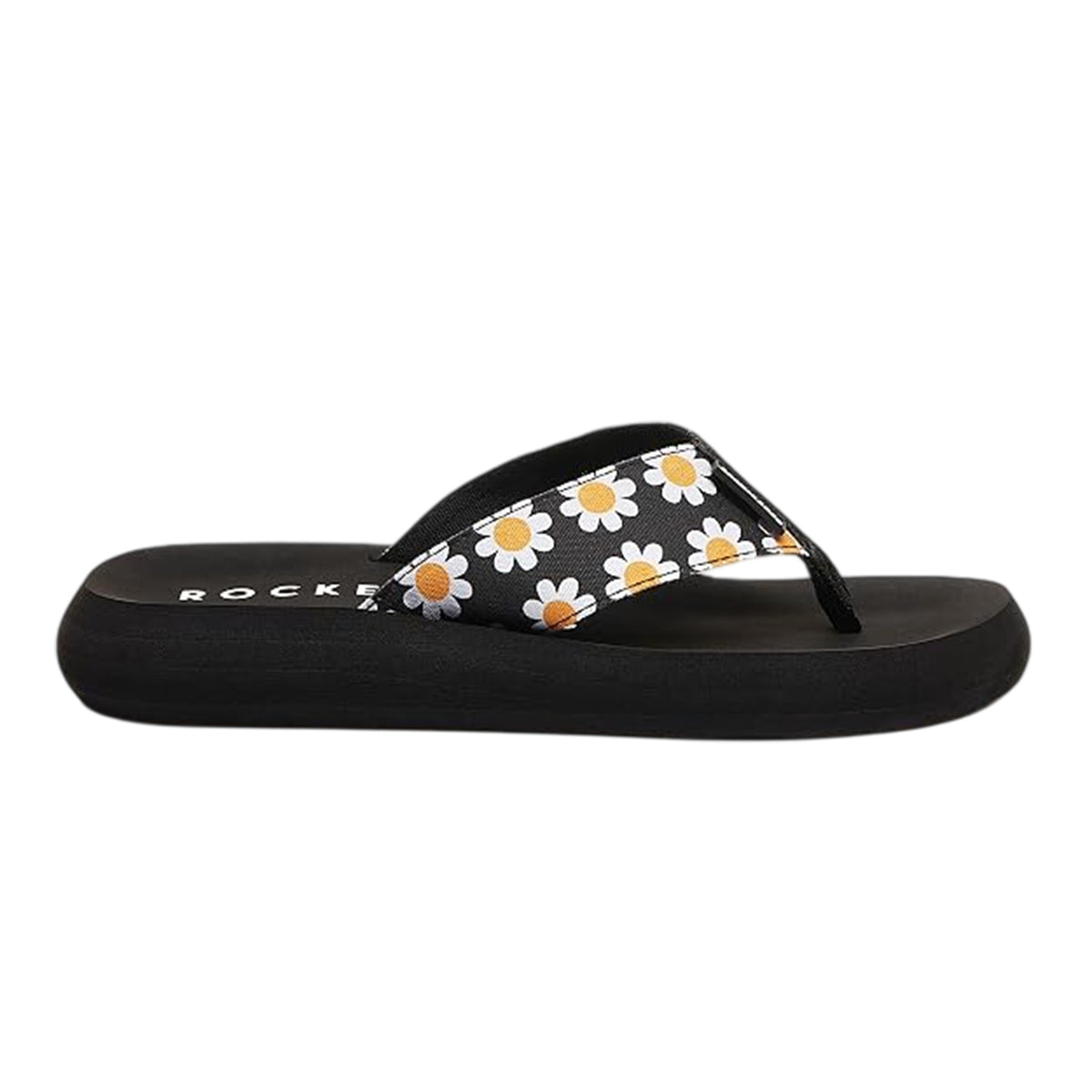 Black - Front - Rocket Dog Womens-Ladies Adios Daisy Flip Flops