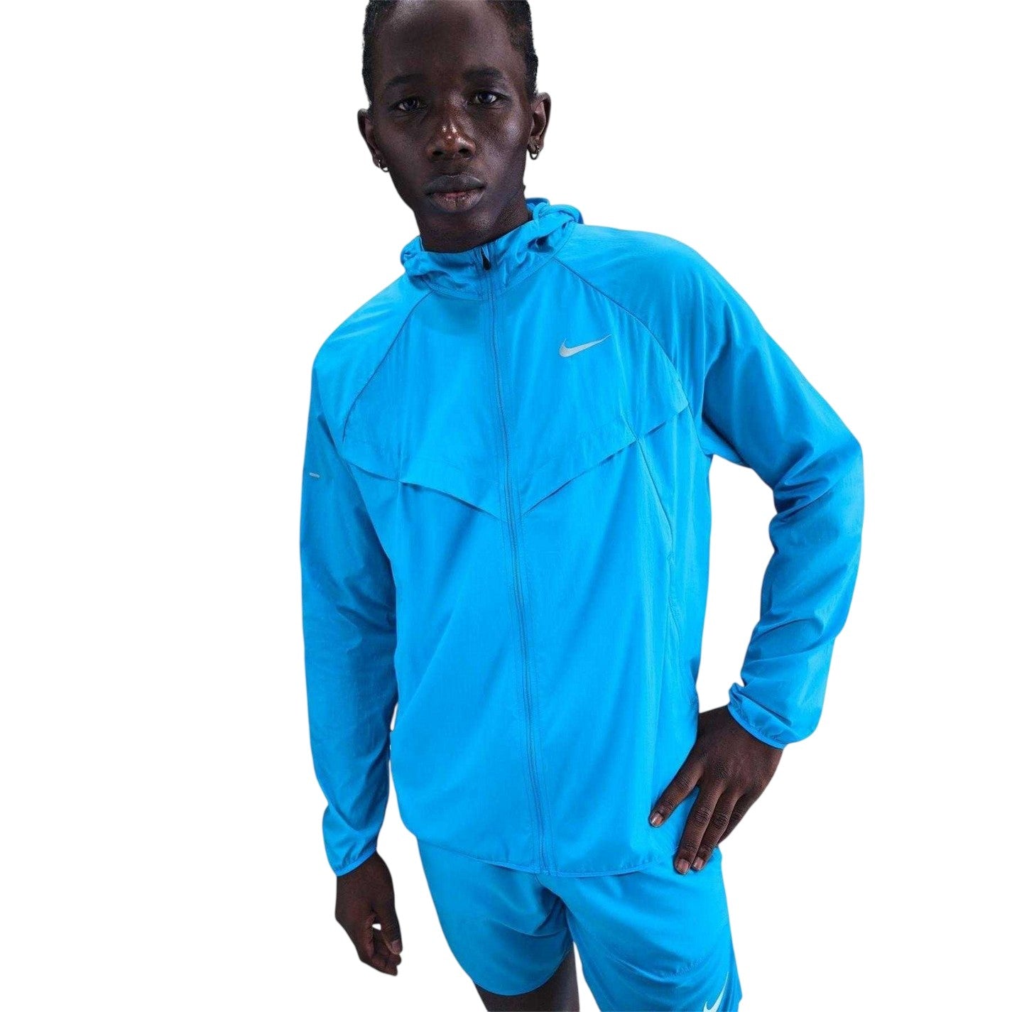 Blue-Blue - Front - Nike Mens Stride Lightweight Hooded Jacket