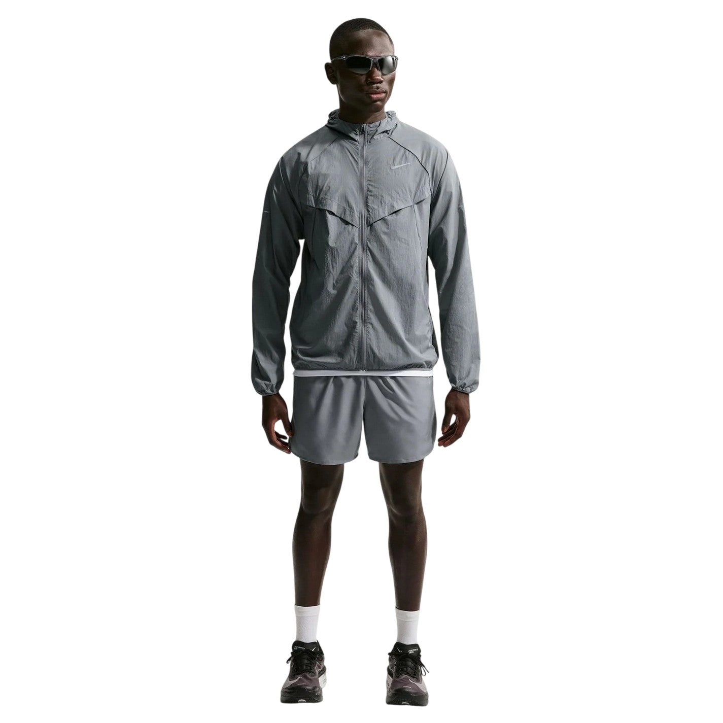 Smoke Grey - Front - Nike Mens Stride Lightweight Hooded Jacket
