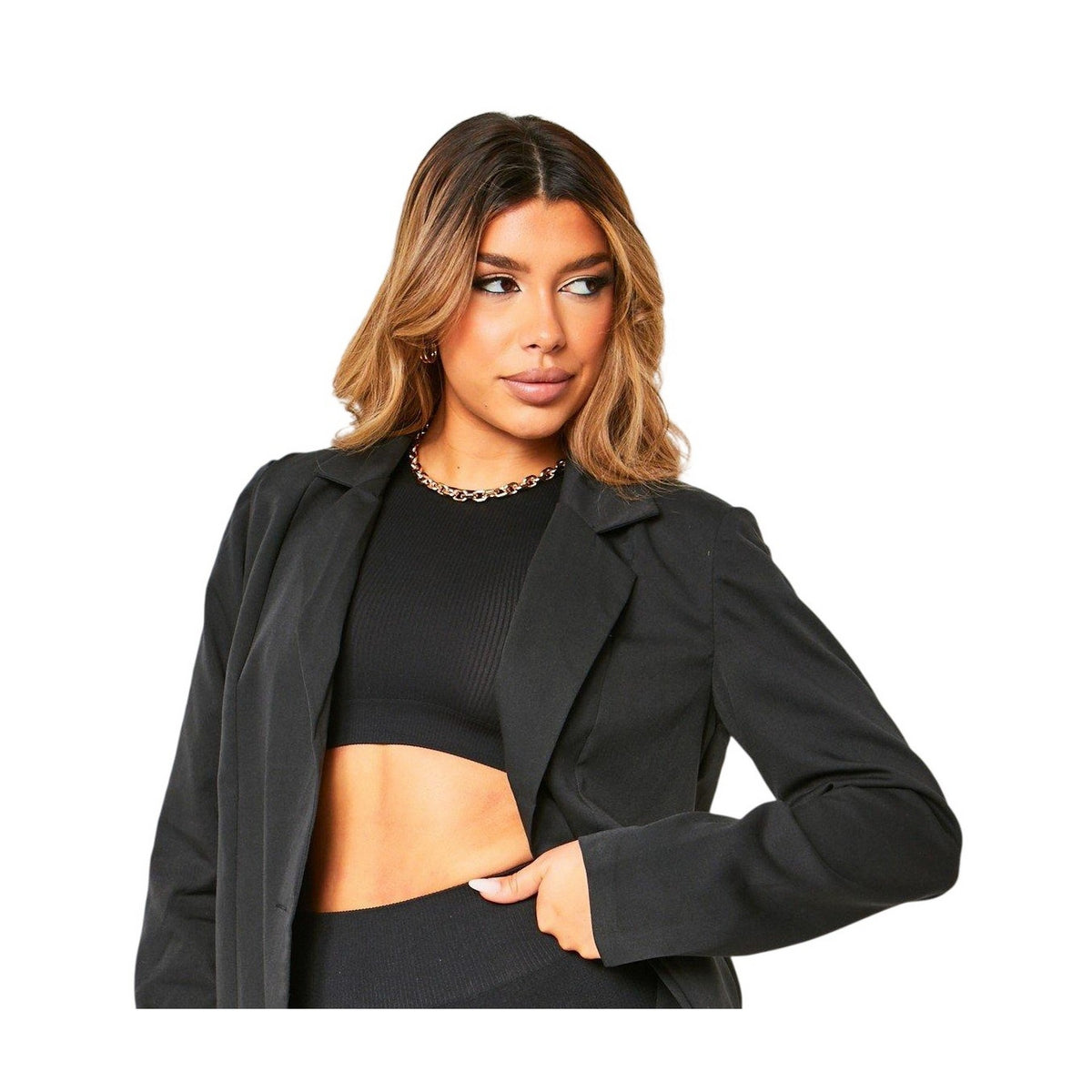 Black - Side - Missy Empire Womens-Ladies Oversized Blazer