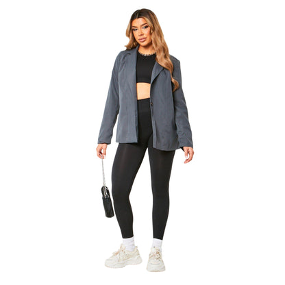 Charcoal - Front - Missy Empire Womens-Ladies Oversized Blazer