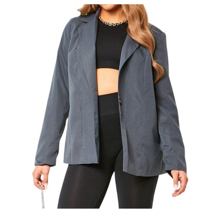 Charcoal - Back - Missy Empire Womens-Ladies Oversized Blazer