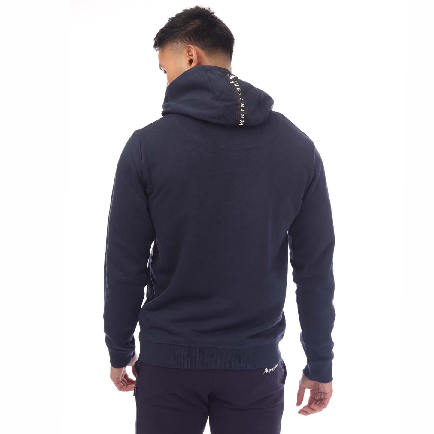 Navy - Back - Aquascutum Mens Hoodie