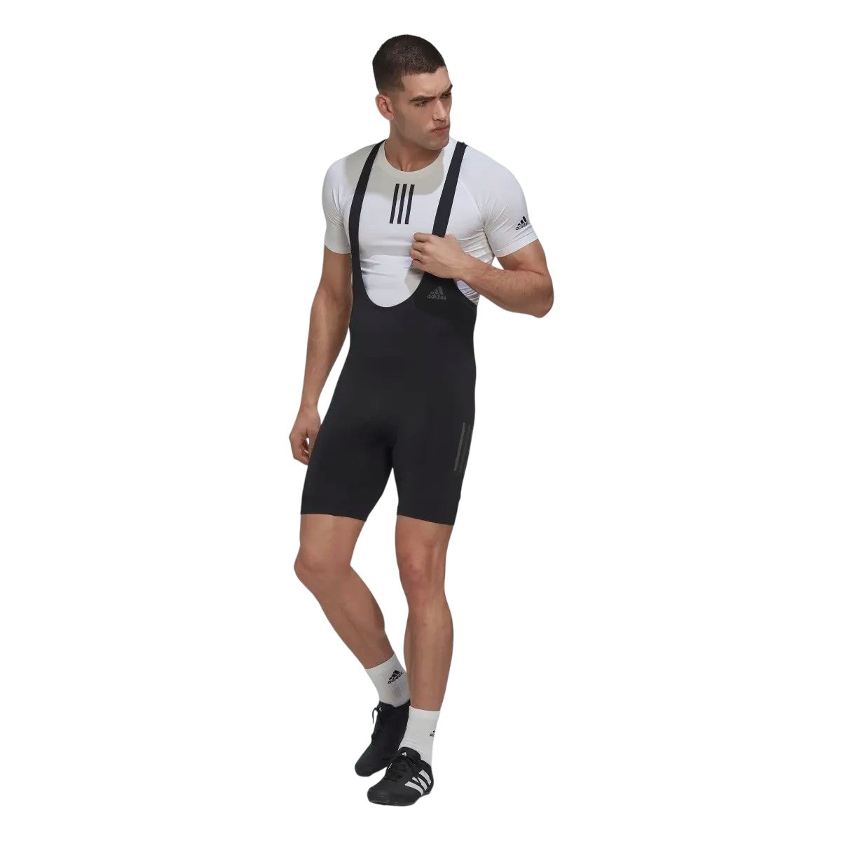 Black - Side - Adidas Mens Plain Cycling Bib Shorts